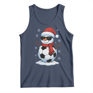 Christmas Soccer Snowman Tank Top Snowflakes Holiday Sports Xmas Pajamas Red Santa Hat TS10 Navy Print Your Wear