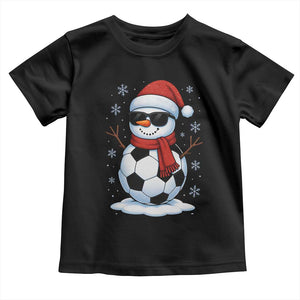 Christmas Soccer Snowman Toddler T Shirt Snowflakes Holiday Sports Xmas Pajamas Red Santa Hat TS10 Black Print Your Wear