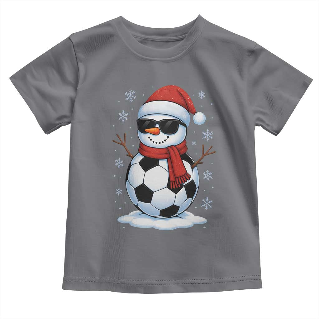 Christmas Soccer Snowman Toddler T Shirt Snowflakes Holiday Sports Xmas Pajamas Red Santa Hat TS10 Charcoal Print Your Wear