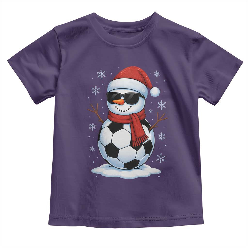 Christmas Soccer Snowman Toddler T Shirt Snowflakes Holiday Sports Xmas Pajamas Red Santa Hat TS10 Purple Print Your Wear
