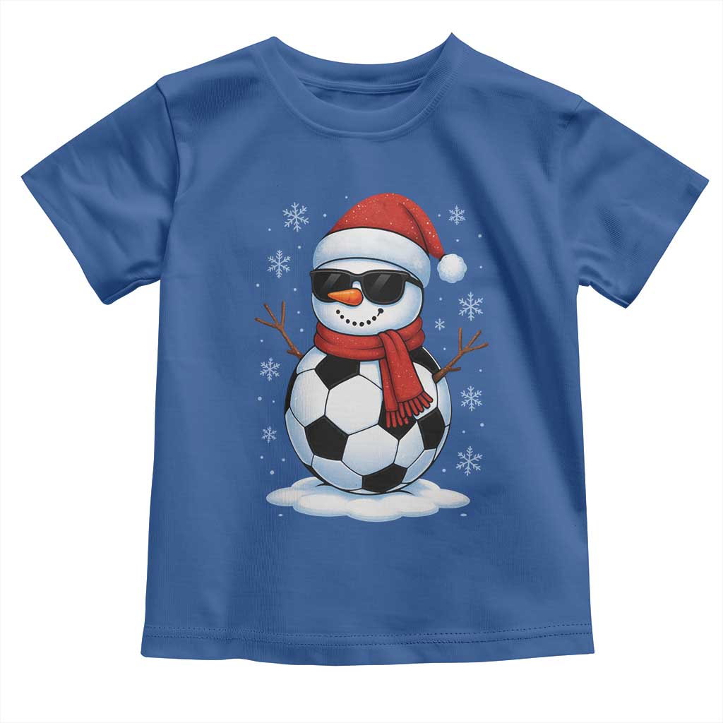 Christmas Soccer Snowman Toddler T Shirt Snowflakes Holiday Sports Xmas Pajamas Red Santa Hat TS10 Royal Blue Print Your Wear