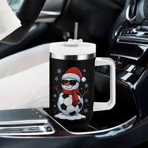Christmas Soccer Snowman Tumbler With Handle Snowflakes Holiday Sports Xmas Pajamas Red Santa Hat TS10 Print Your Wear