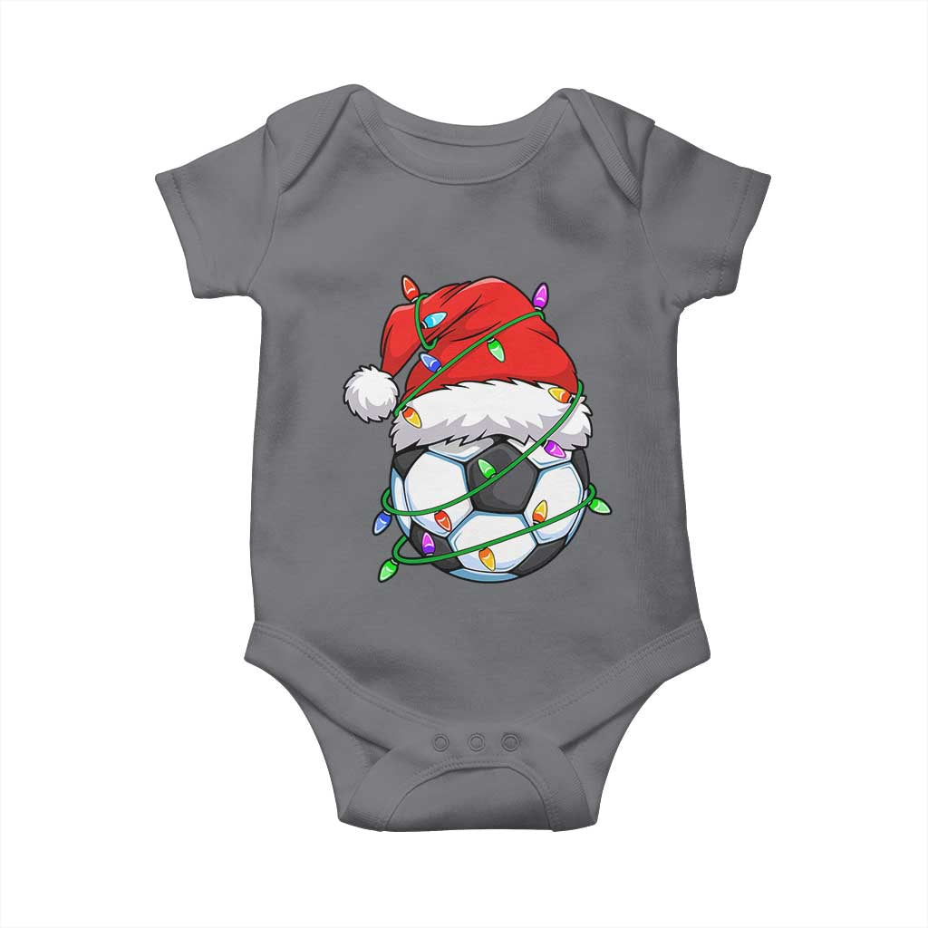 Soccer Christmas Baby Onesie Santa Hat Sports Xmas Pajamas TS10 Charcoal Print Your Wear