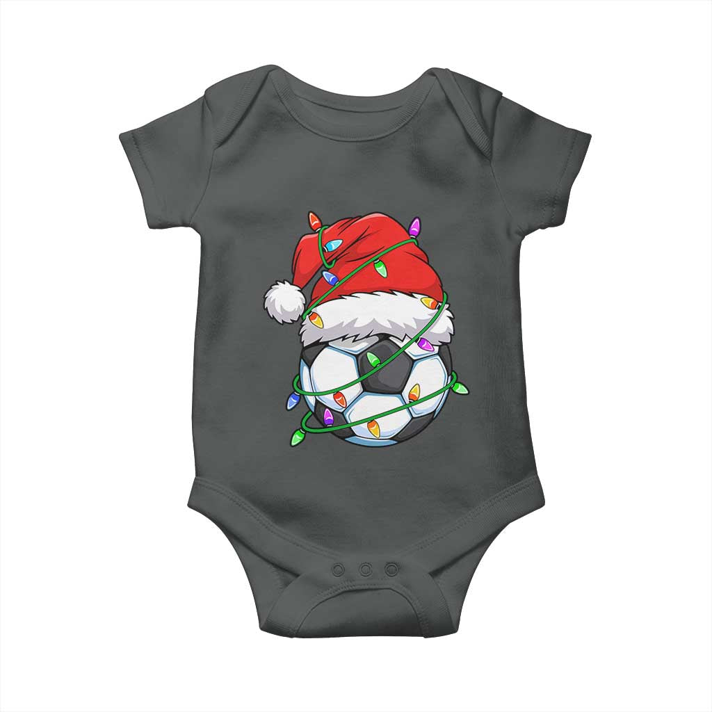 Soccer Christmas Baby Onesie Santa Hat Sports Xmas Pajamas TS10 Dark Heather Print Your Wear