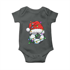 Soccer Christmas Baby Onesie Santa Hat Sports Xmas Pajamas TS10 Dark Heather Print Your Wear