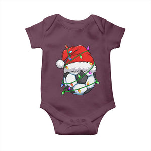 Soccer Christmas Baby Onesie Santa Hat Sports Xmas Pajamas TS10 Maroon Print Your Wear