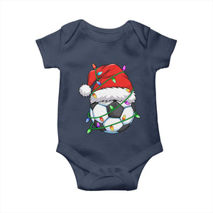 Soccer Christmas Baby Onesie Santa Hat Sports Xmas Pajamas TS10 Navy Print Your Wear