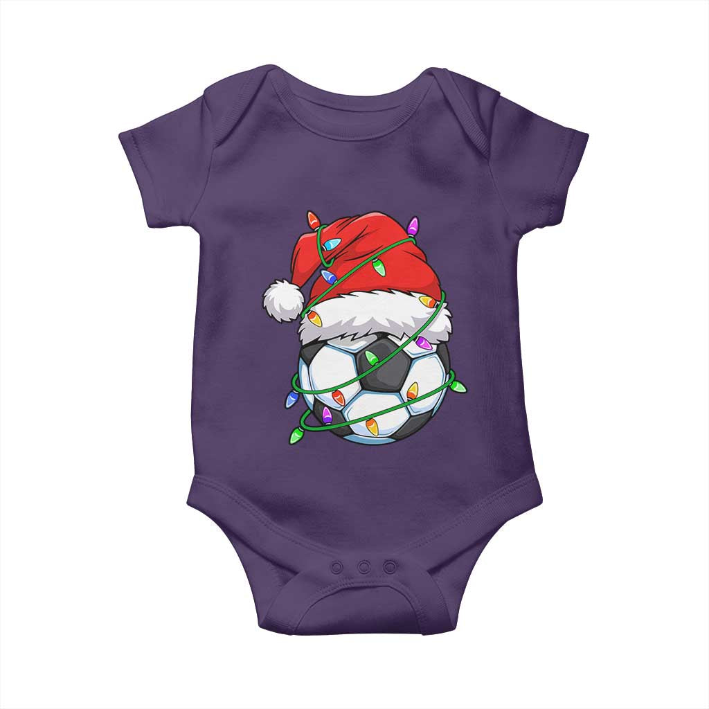Soccer Christmas Baby Onesie Santa Hat Sports Xmas Pajamas TS10 Purple Print Your Wear