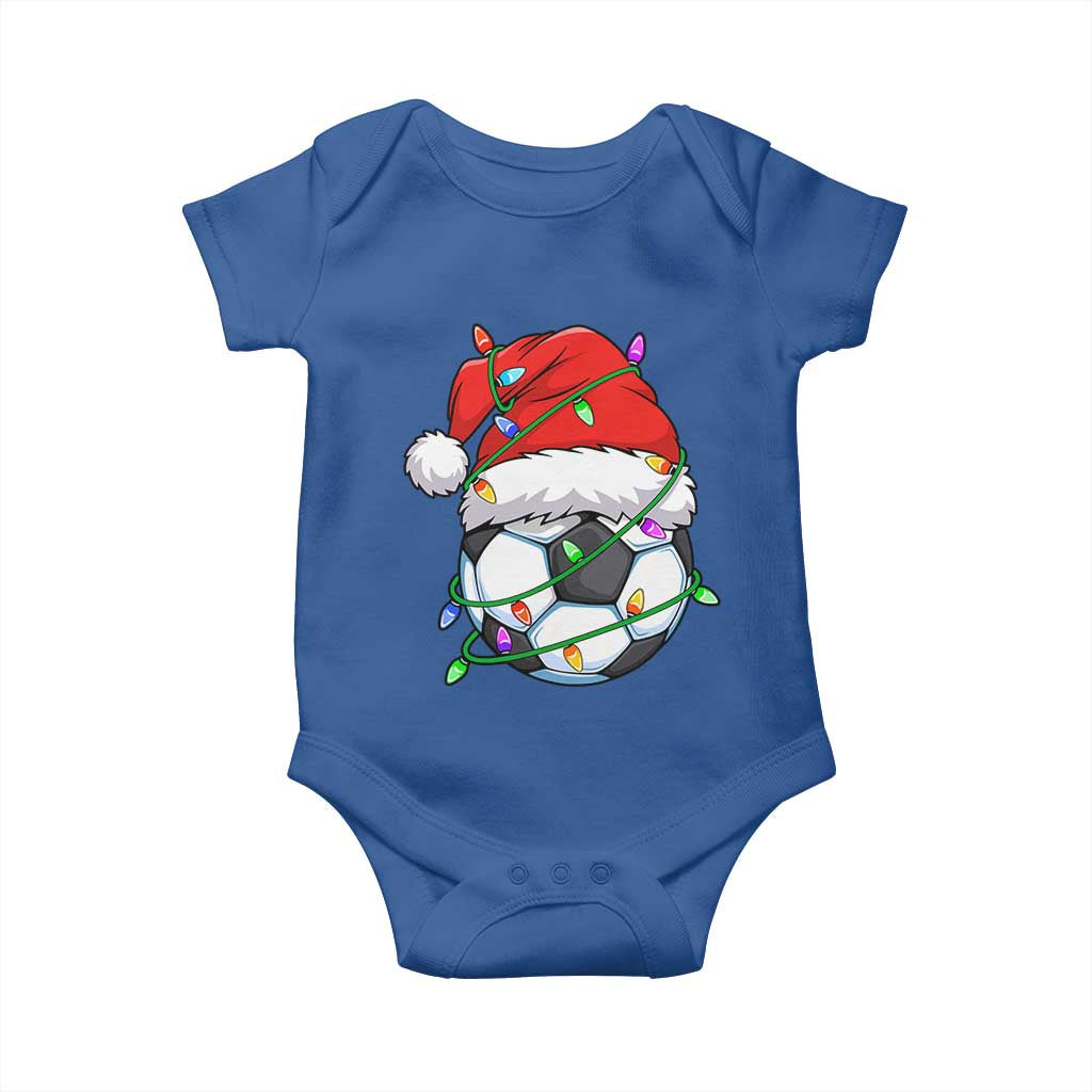 Soccer Christmas Baby Onesie Santa Hat Sports Xmas Pajamas TS10 Royal Blue Print Your Wear