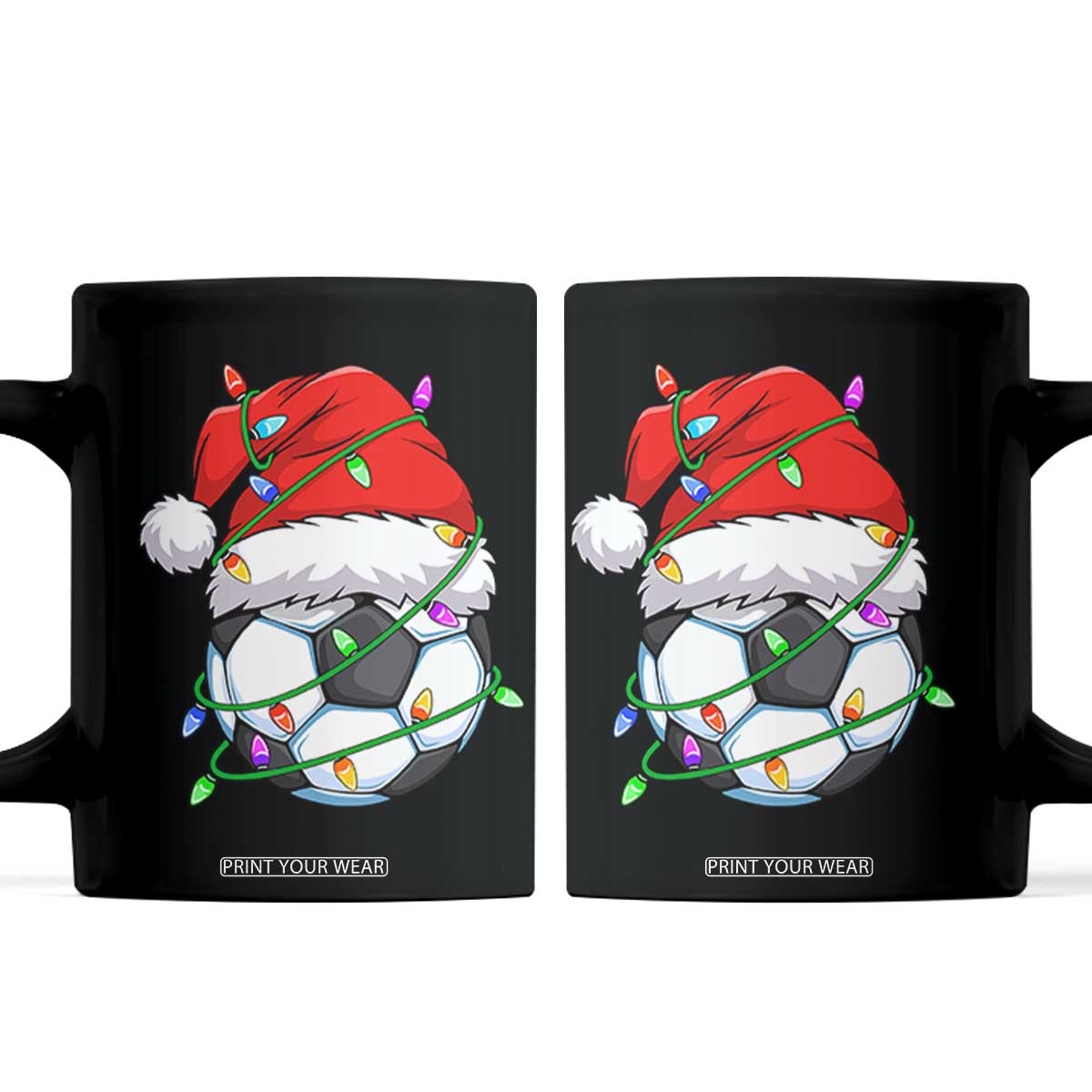 Soccer Christmas Coffee Mug Santa Hat Sports Xmas Pajamas TS10 Black Print Your Wear