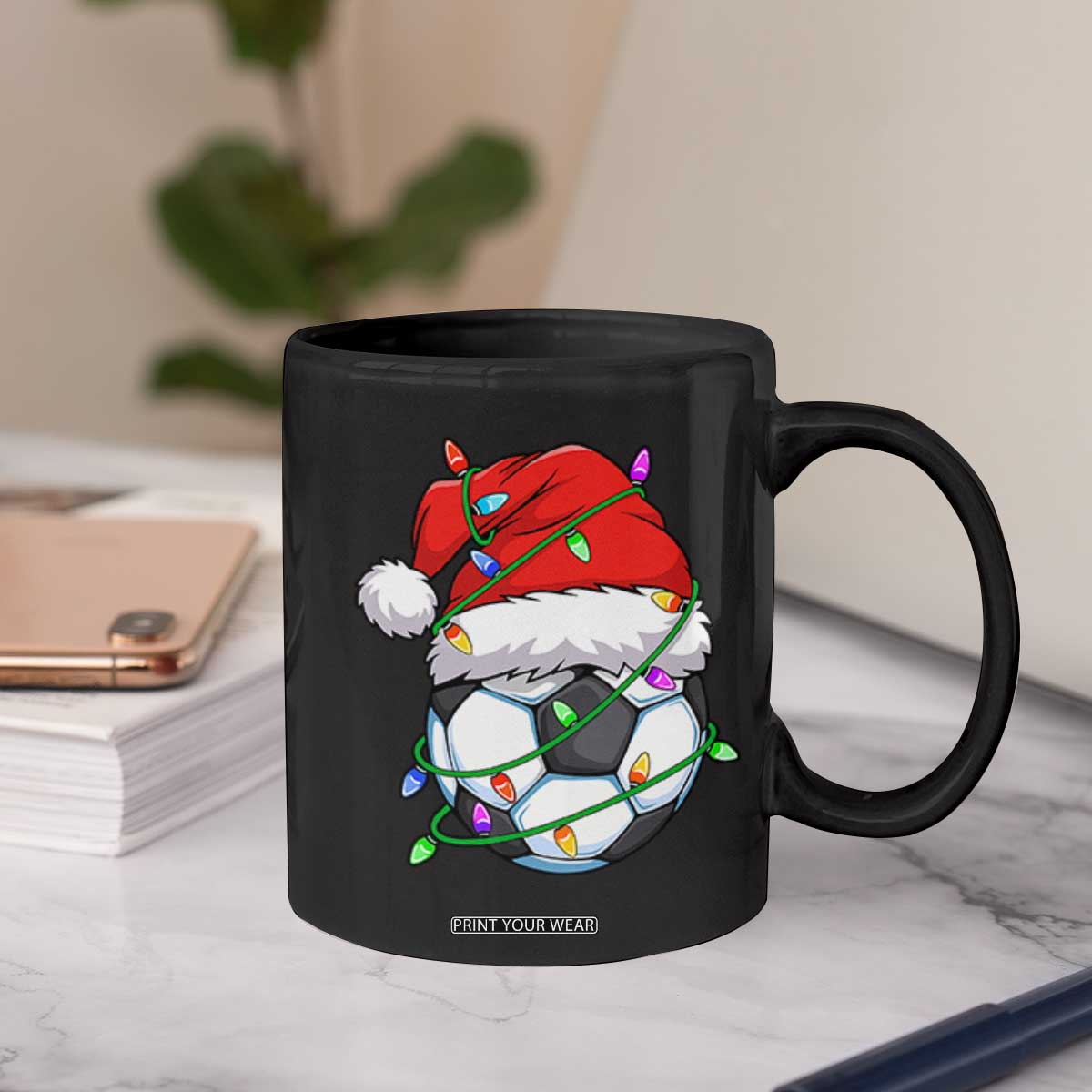 Soccer Christmas Coffee Mug Santa Hat Sports Xmas Pajamas TS10 Print Your Wear