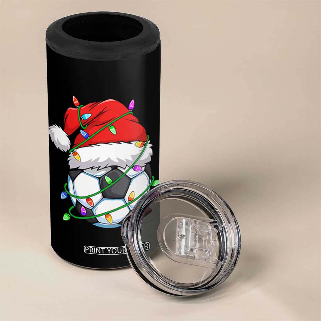 Soccer Christmas 4 in 1 Can Cooler Tumbler Santa Hat Sports Xmas Pajamas TS10 Print Your Wear