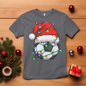 Soccer Christmas T Shirt Santa Hat Sports Xmas Pajamas TS10 Charcoal Print Your Wear