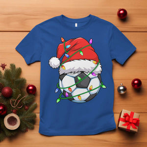 Soccer Christmas T Shirt Santa Hat Sports Xmas Pajamas TS10 Royal Blue Print Your Wear