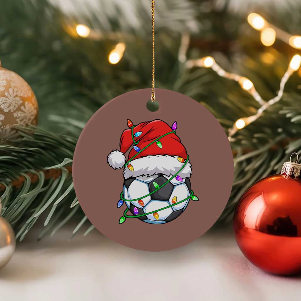 Soccer Christmas Ceramic Ornament Santa Hat Sports Xmas Pajamas TS10 1pc Mocha Print Your Wear