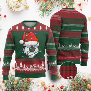 Soccer Xmas Ugly Christmas Sweater Santa Hat Sports Xmas Pajamas TS10 Red Green Print Your Wear