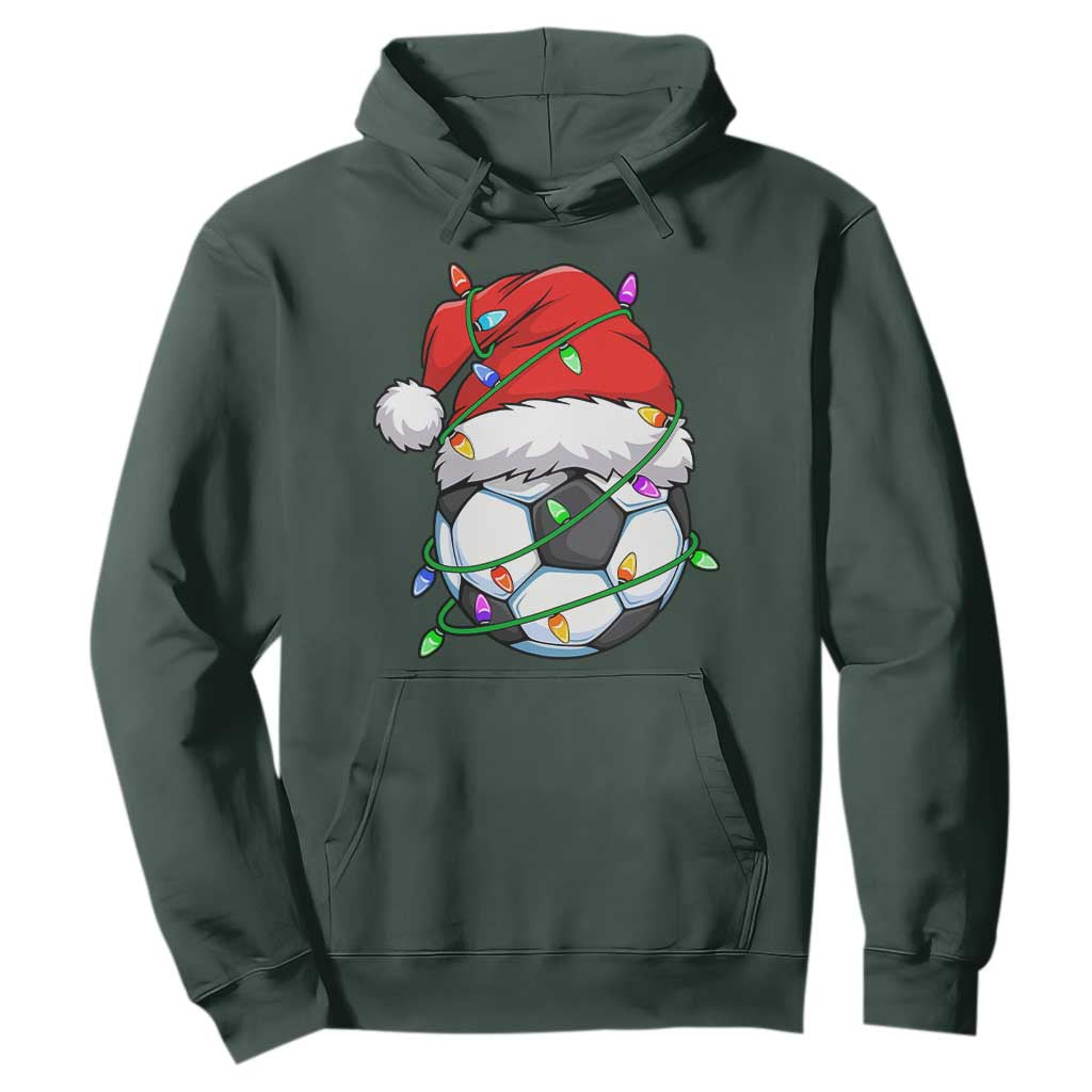 Soccer Christmas Hoodie Santa Hat Sports Xmas Pajamas TS10 Dark Forest Green Print Your Wear