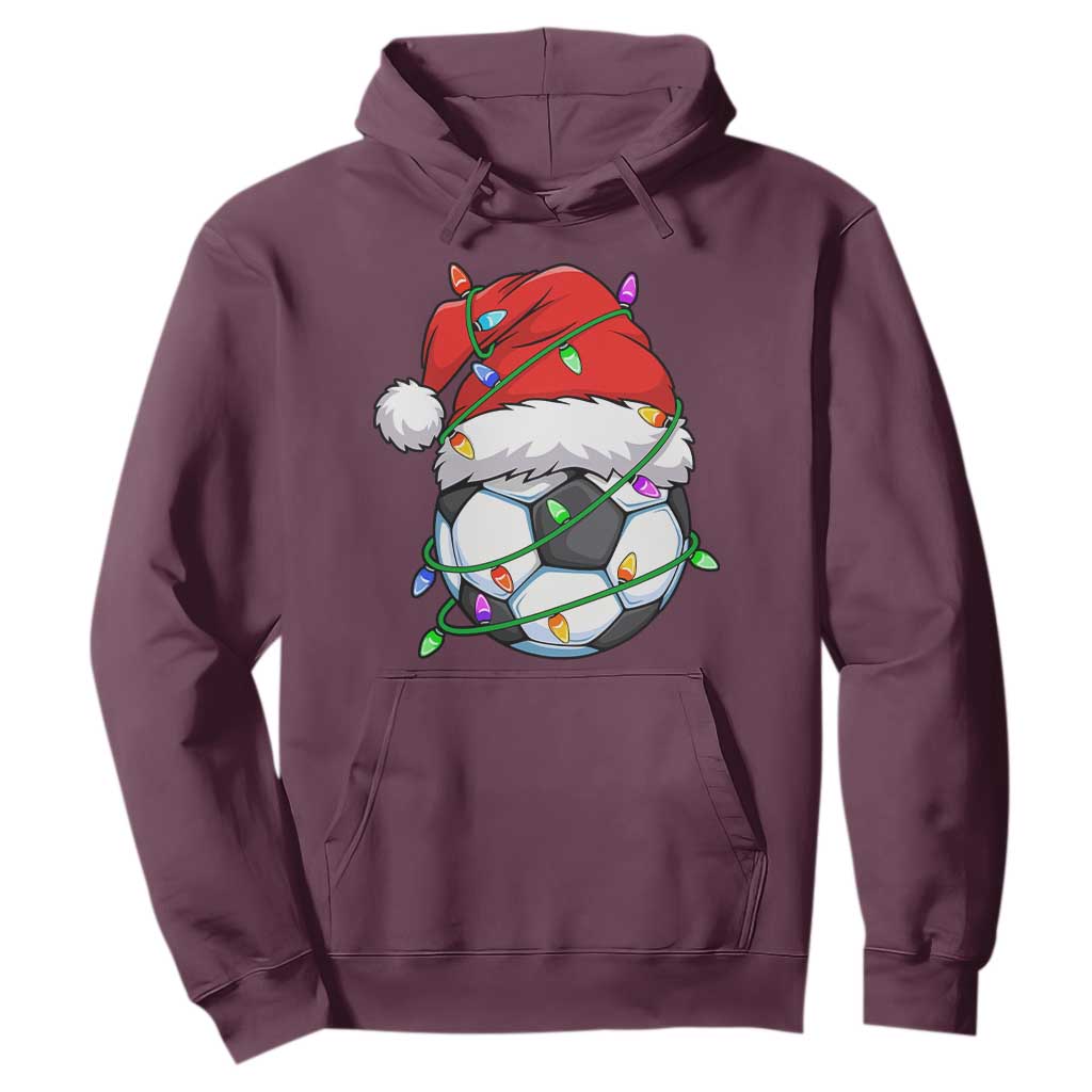 Soccer Christmas Hoodie Santa Hat Sports Xmas Pajamas TS10 Maroon Print Your Wear