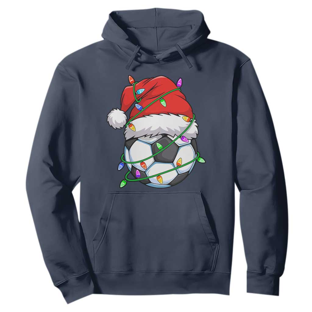 Soccer Christmas Hoodie Santa Hat Sports Xmas Pajamas TS10 Navy Print Your Wear