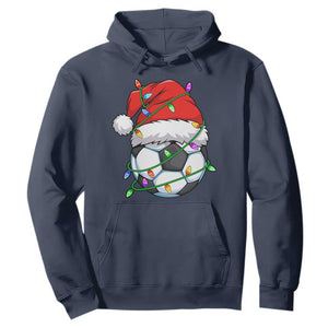 Soccer Christmas Hoodie Santa Hat Sports Xmas Pajamas TS10 Navy Print Your Wear