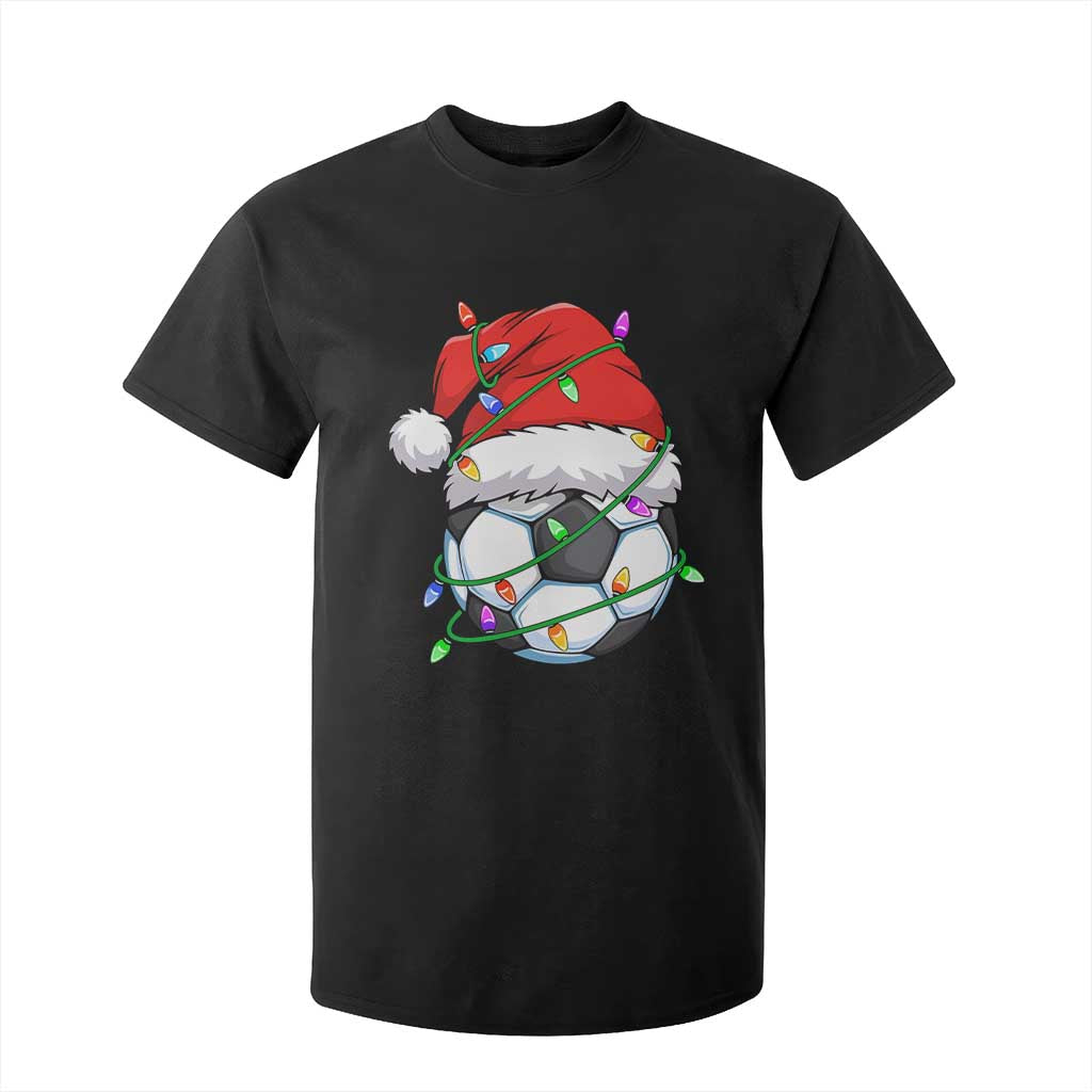 Soccer Christmas T Shirt For Kid Santa Hat Sports Xmas Pajamas TS10 Black Print Your Wear