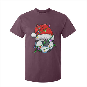 Soccer Christmas T Shirt For Kid Santa Hat Sports Xmas Pajamas TS10 Maroon Print Your Wear