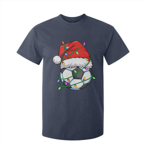 Soccer Christmas T Shirt For Kid Santa Hat Sports Xmas Pajamas TS10 Navy Print Your Wear