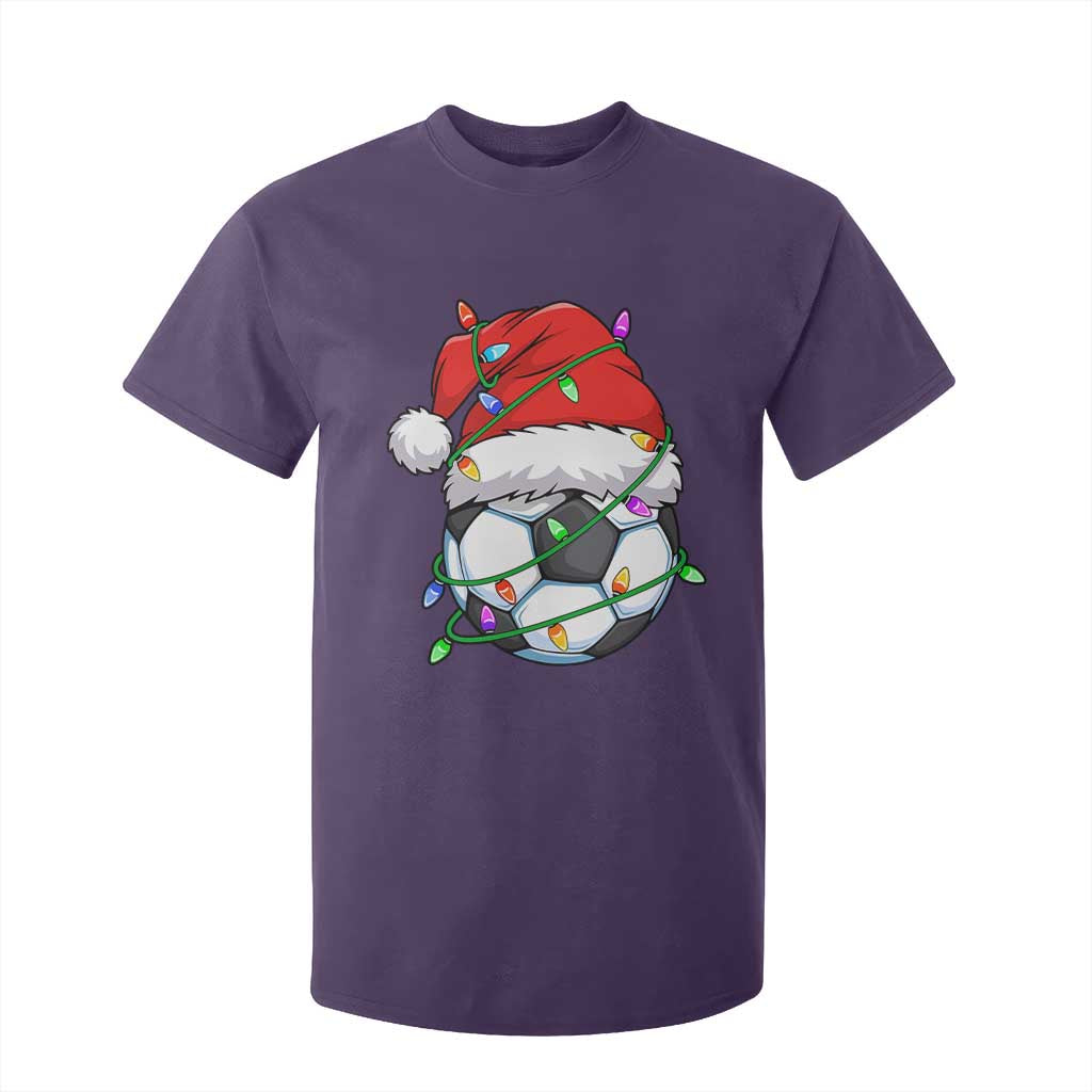 Soccer Christmas T Shirt For Kid Santa Hat Sports Xmas Pajamas TS10 Purple Print Your Wear