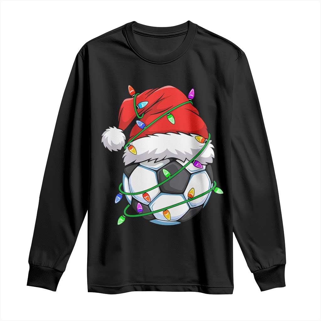 Soccer Christmas Long Sleeve Shirt Santa Hat Sports Xmas Pajamas TS10 Black Print Your Wear