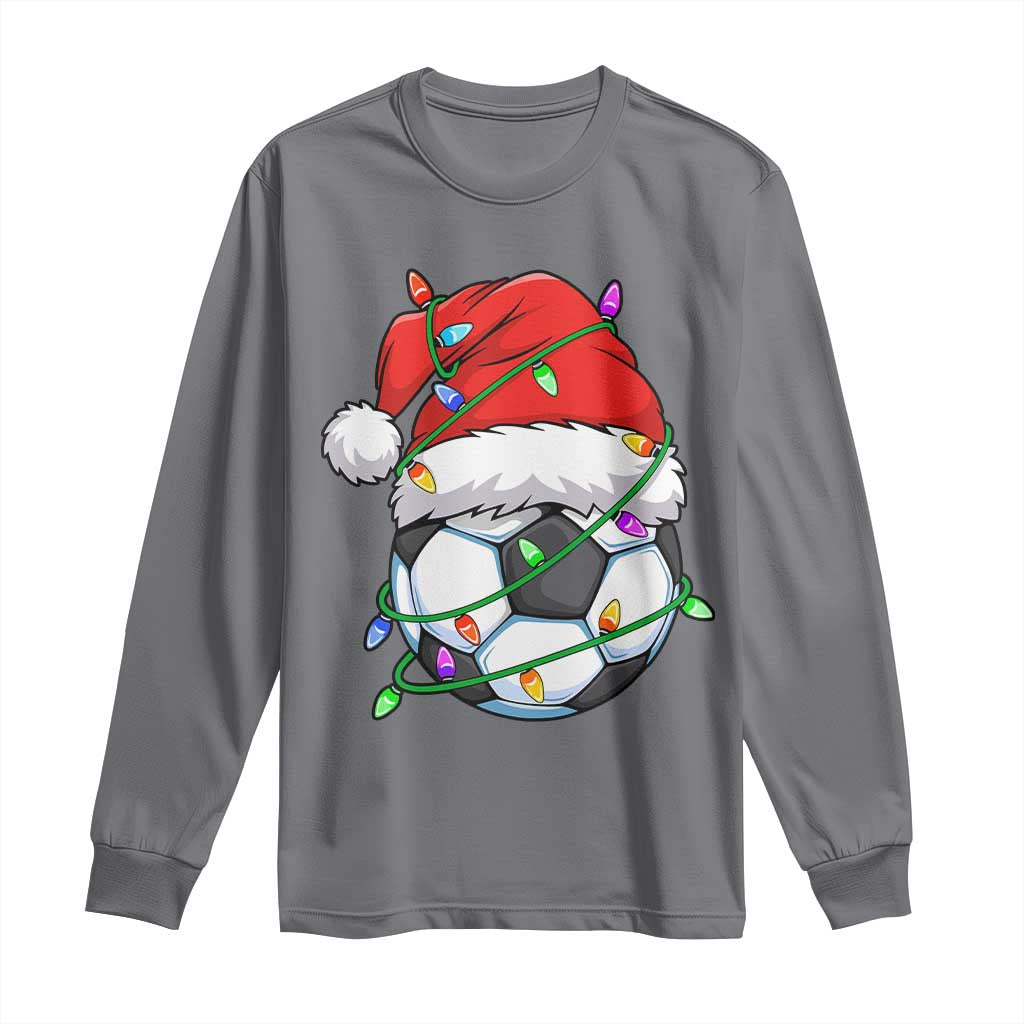 Soccer Christmas Long Sleeve Shirt Santa Hat Sports Xmas Pajamas TS10 Charcoal Print Your Wear