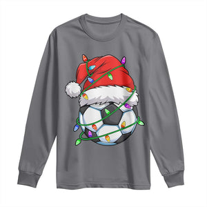 Soccer Christmas Long Sleeve Shirt Santa Hat Sports Xmas Pajamas TS10 Charcoal Print Your Wear