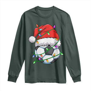Soccer Christmas Long Sleeve Shirt Santa Hat Sports Xmas Pajamas TS10 Dark Forest Green Print Your Wear
