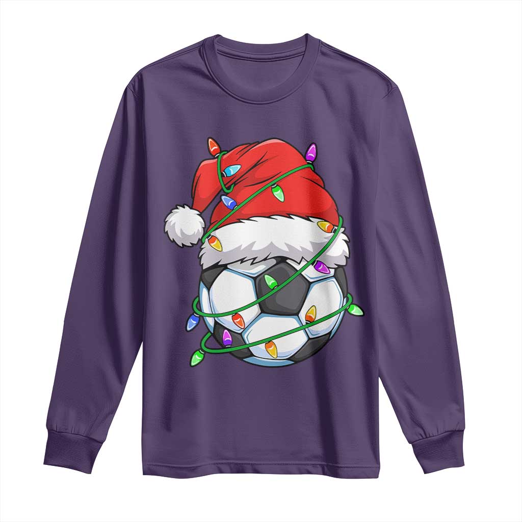 Soccer Christmas Long Sleeve Shirt Santa Hat Sports Xmas Pajamas TS10 Purple Print Your Wear