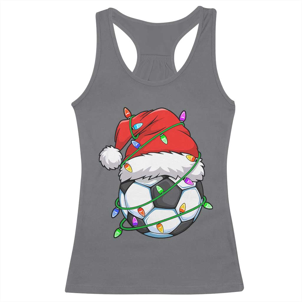 Soccer Christmas Racerback Tank Top Santa Hat Sports Xmas Pajamas TS10 Charcoal Print Your Wear