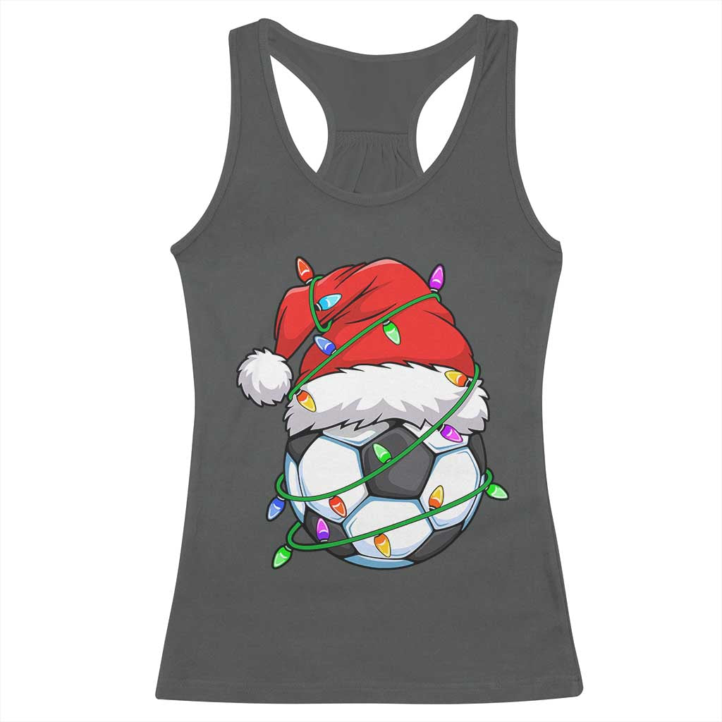 Soccer Christmas Racerback Tank Top Santa Hat Sports Xmas Pajamas TS10 Dark Heather Print Your Wear