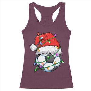 Soccer Christmas Racerback Tank Top Santa Hat Sports Xmas Pajamas TS10 Maroon Print Your Wear