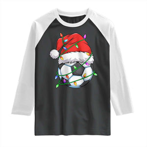Soccer Christmas Raglan Shirt Santa Hat Sports Xmas Pajamas TS10 Black White Print Your Wear