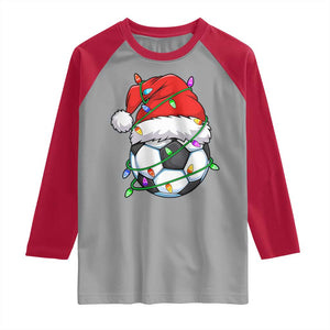 Soccer Christmas Raglan Shirt Santa Hat Sports Xmas Pajamas TS10 Sport Gray Red Print Your Wear
