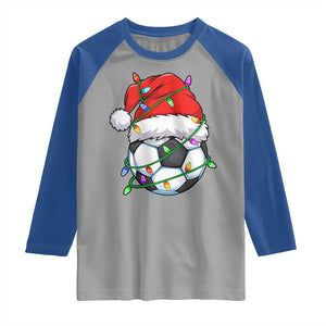 Soccer Christmas Raglan Shirt Santa Hat Sports Xmas Pajamas TS10 Sport Gray Royal Print Your Wear