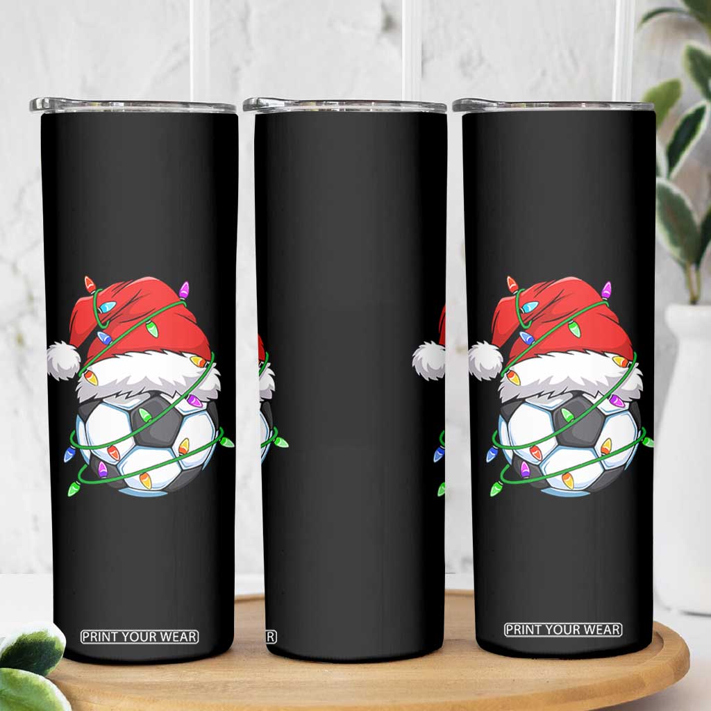 Soccer Christmas Skinny Tumbler Santa Hat Sports Xmas Pajamas TS10 Print Your Wear