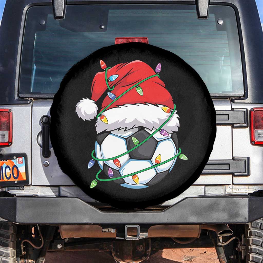 Soccer Christmas Spare Tire Cover Santa Hat Sports Xmas Pajamas TS10 No hole Black Print Your Wear