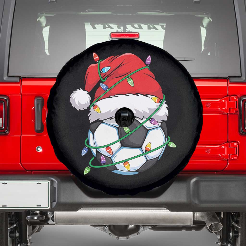 Soccer Christmas Spare Tire Cover Santa Hat Sports Xmas Pajamas TS10 Black Print Your Wear