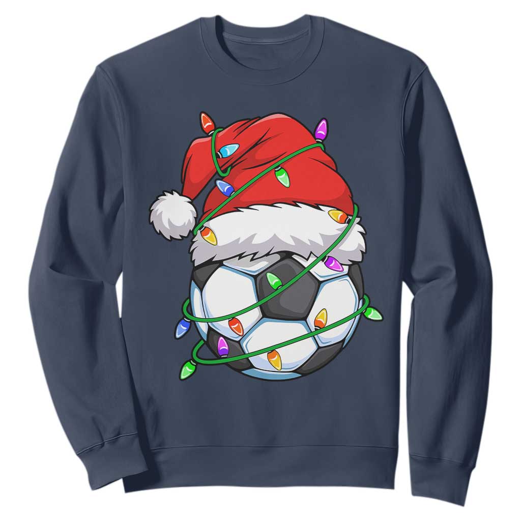 Soccer Christmas Sweatshirt Santa Hat Sports Xmas Pajamas TS10 Navy Print Your Wear
