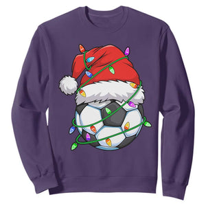 Soccer Christmas Sweatshirt Santa Hat Sports Xmas Pajamas TS10 Purple Print Your Wear