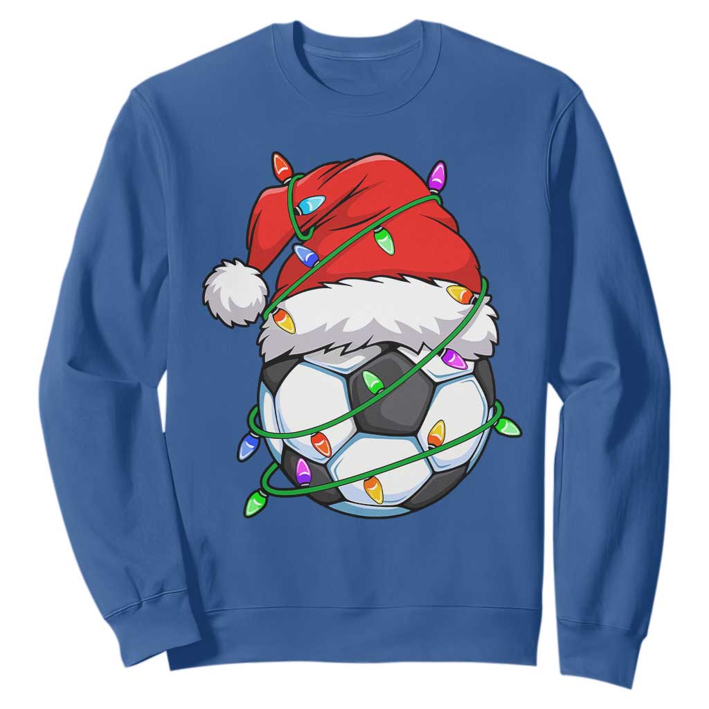 Soccer Christmas Sweatshirt Santa Hat Sports Xmas Pajamas TS10 Royal Blue Print Your Wear