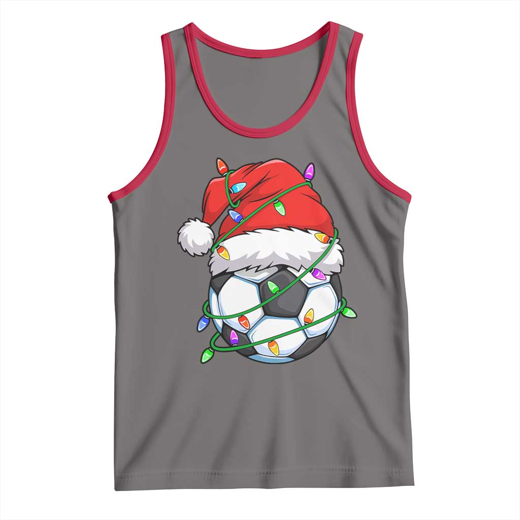 Soccer Christmas Tank Top Santa Hat Sports Xmas Pajamas TS10 Deep Heather Red Print Your Wear