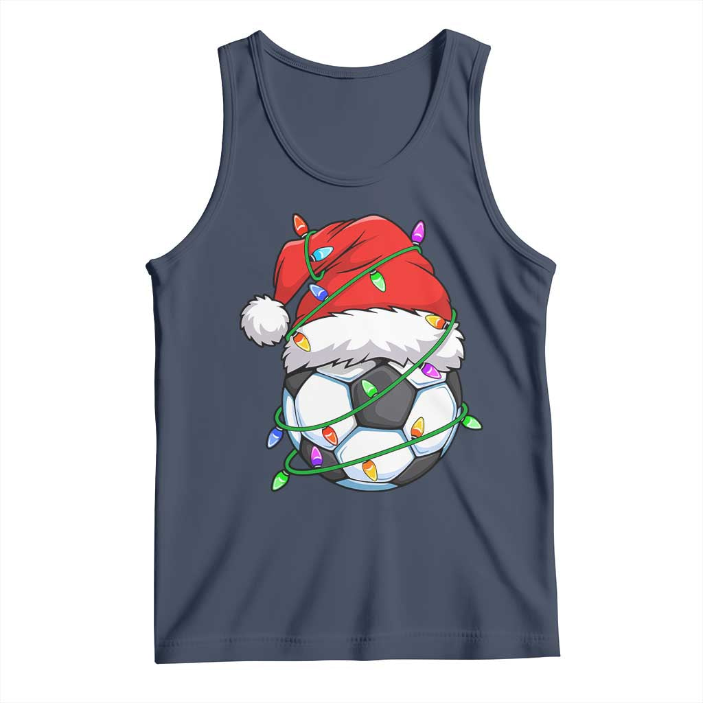 Soccer Christmas Tank Top Santa Hat Sports Xmas Pajamas TS10 Navy Print Your Wear