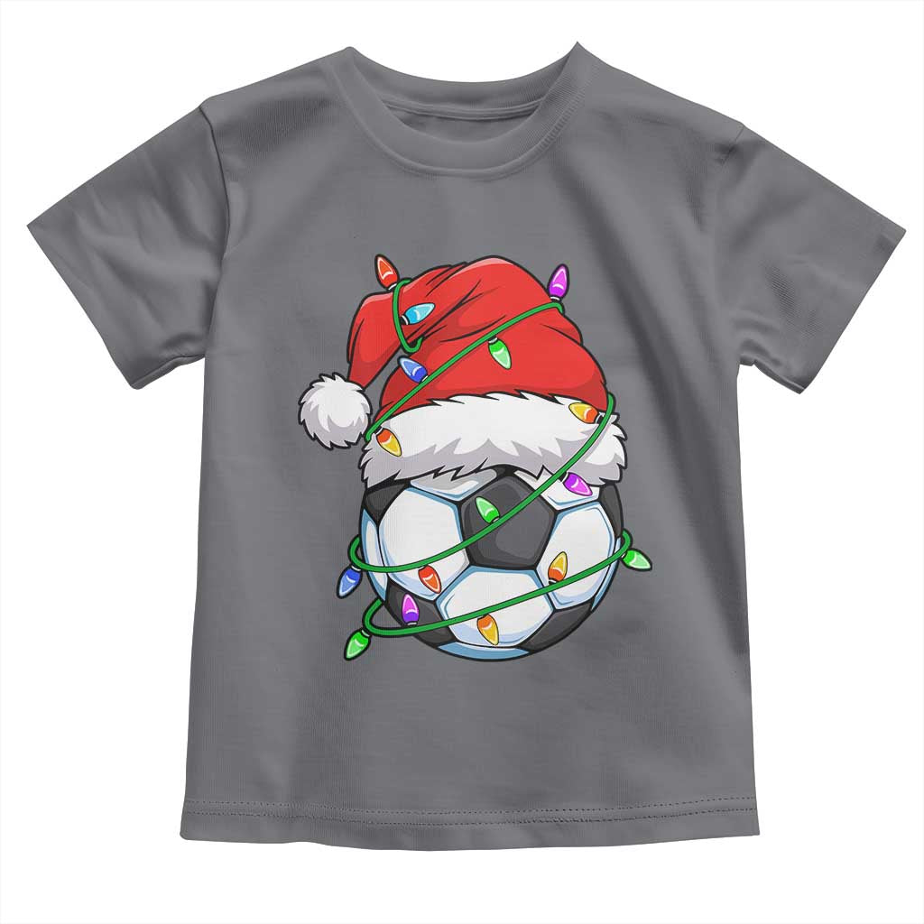 Soccer Christmas Toddler T Shirt Santa Hat Sports Xmas Pajamas TS10 Charcoal Print Your Wear