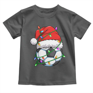Soccer Christmas Toddler T Shirt Santa Hat Sports Xmas Pajamas TS10 Dark Heather Print Your Wear