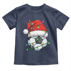 Soccer Christmas Toddler T Shirt Santa Hat Sports Xmas Pajamas TS10 Navy Print Your Wear